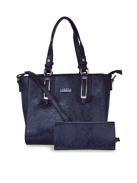 

ESBEDA Navy Blue Solid Handheld Bag