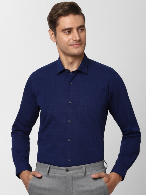 

Peter England Men Navy Blue Regular Fit Self Design Formal Shirt