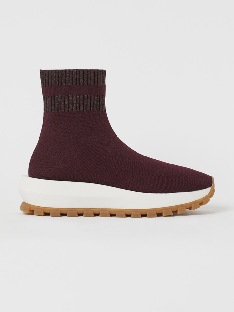 

H&M Women Maroon Fully-Fashioned Trainer Boots