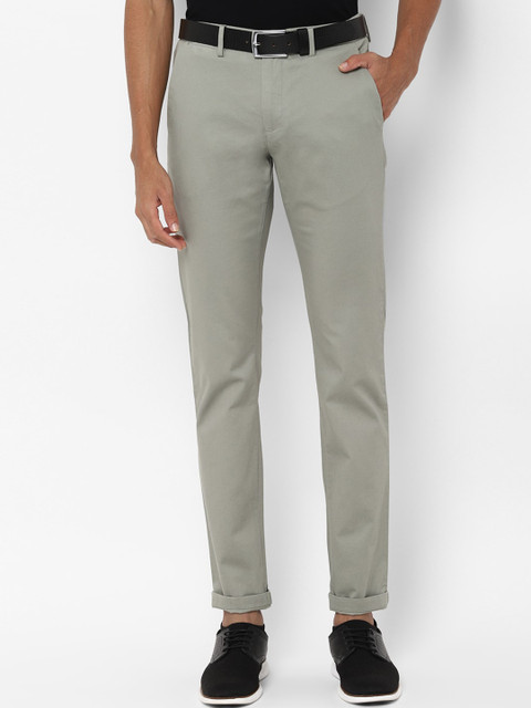 

Allen Solly Men Grey Slim Fit Self Design Regular Trousers