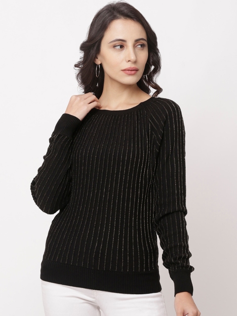 

Globus Women Black & Gold-Toned Striped Sweatshirt