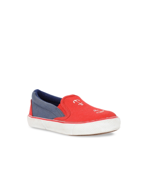 

Bubblegummers Girls Red & Navy Blue Colourblocked Slip-On Sneakers