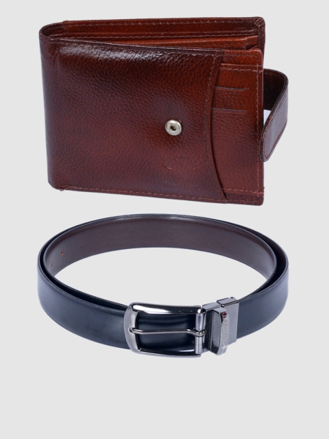 

Krosshorn Men Brown & Black Genuine Leather Accessory Gift Set