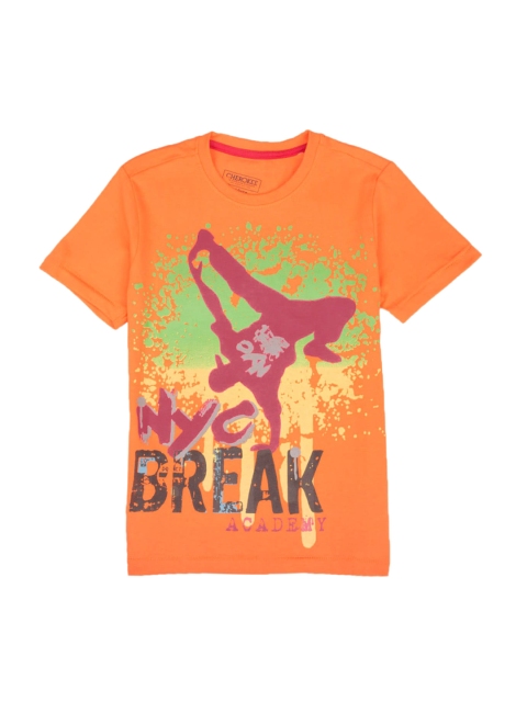 

Cherokee Boys Orange Printed Round Neck T-shirt