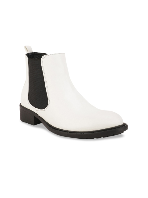 

Bruno Manetti Women White Colourblocked Synthetic Leather High-Top Flat Boots