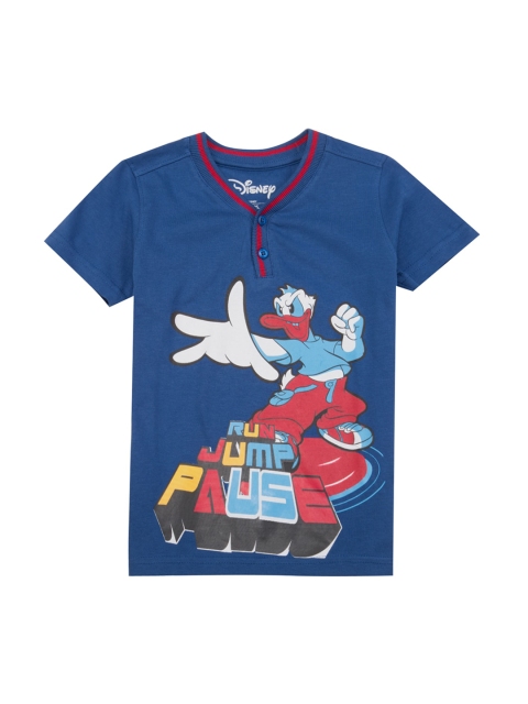 

Colt Boys Blue Donald Duck Printed Henley Neck T-shirt