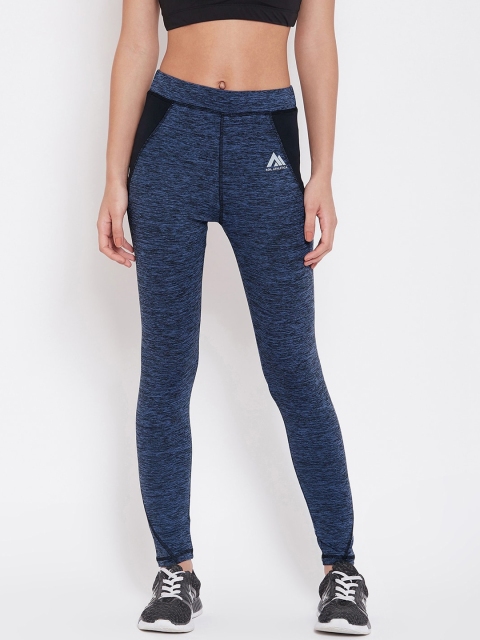 

AGIL ATHLETICA Women Blue & Black Self-Design Rapid Dry Technology Tights
