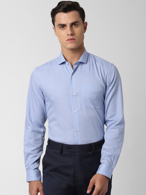 

Peter England Men Blue & Off-White Slim Fit Striped Formal Shirt