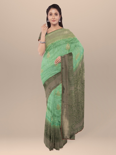 

KLM Fashion Mall Green Woven Design Silk Blend Saree