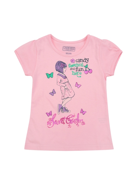 

Cherokee Girls Pink Printed Round Neck T-shirt