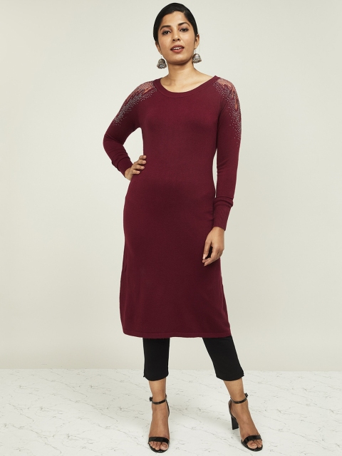

Melange by Lifestyle Burgundy Solid Tunic