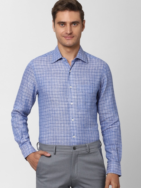 

Peter England Elite Men Blue Slim Fit Checked Formal Shirt