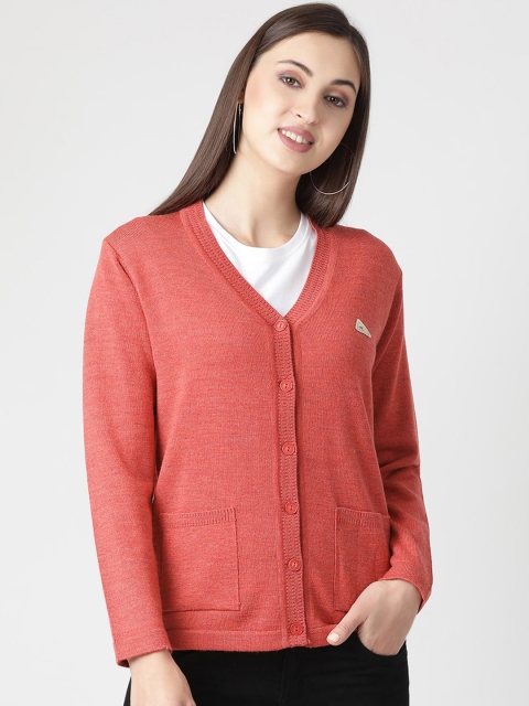 

Monte Carlo Women Rust Red Solid Cardigan Sweater
