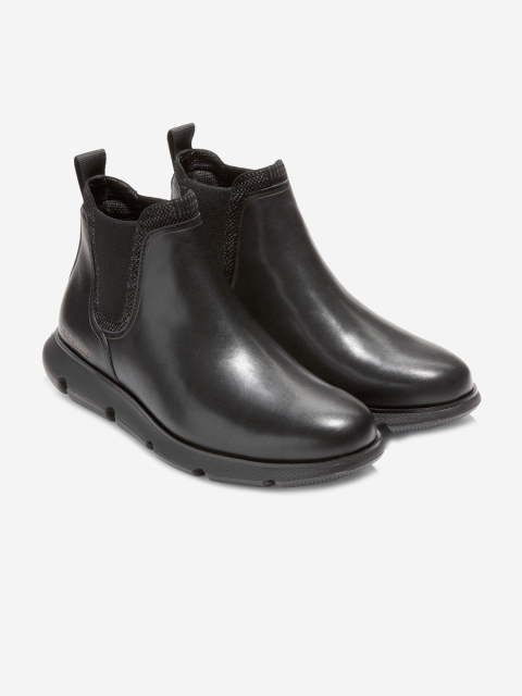 

Cole Haan Men Black Solid Leather High-Top Flat Boots