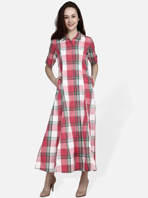 

Molcha Women White Checked Maxi Dress