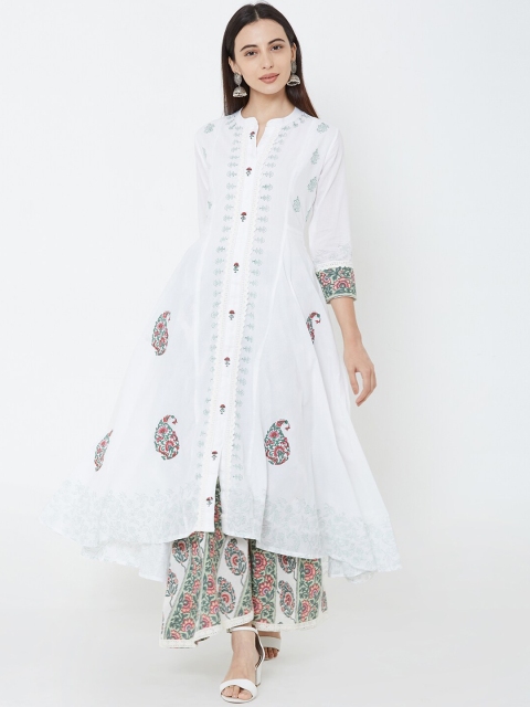 

FASHOR Women White Printed Kurta with Palazzos