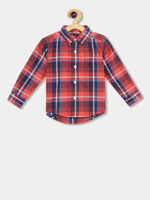 

The Childrens Place Boys Red & Blue Regular Fit Checked Casual Shirt