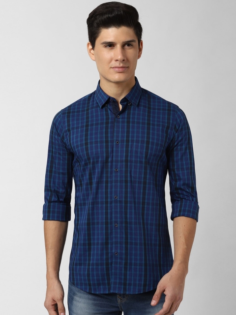 

Peter England Men Navy Blue Slim Fit Checked Casual Shirt