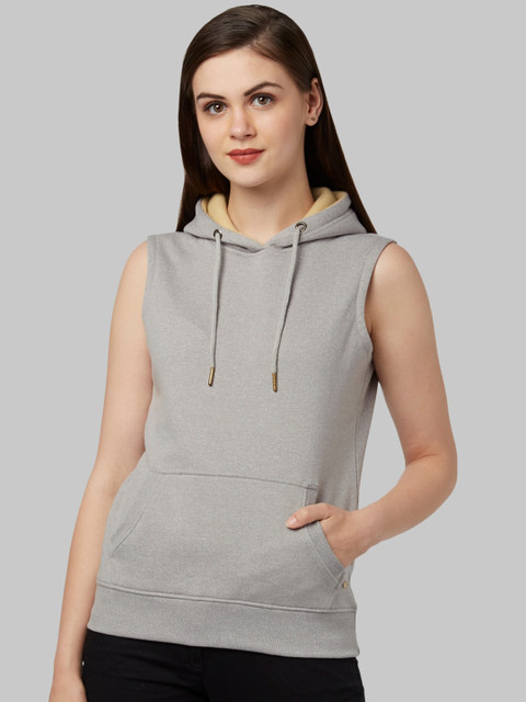 

Park Avenue Woman Women Grey Solid Hooded Sweatshirt