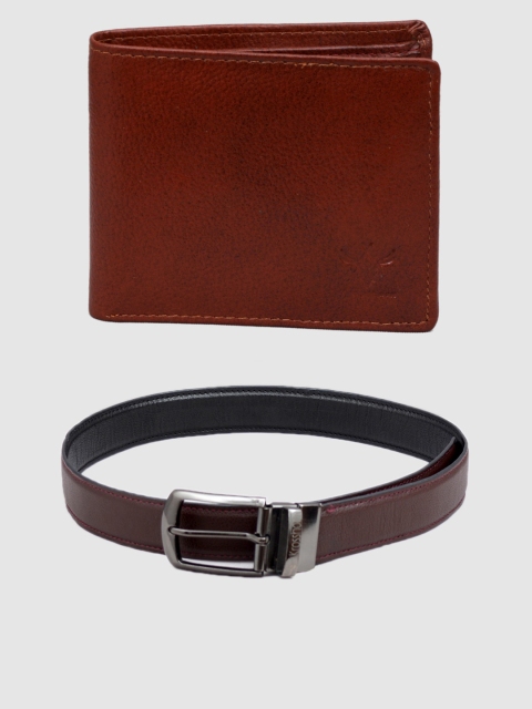 

Krosshorn Men Brown Leather Accessory Gift Set