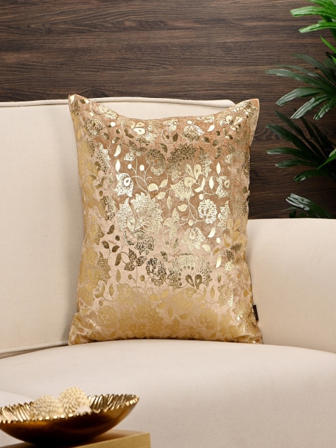 Pure Home and Living Gold-Coloured Foil-Printed Single Square Cushion Covers