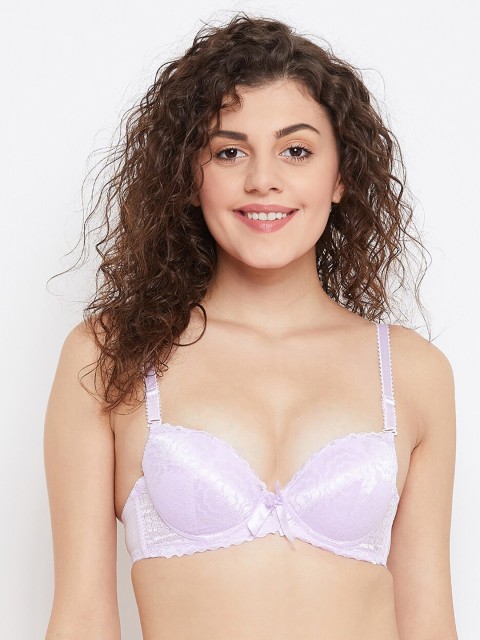 

SECRETS BY ZEROKAATA Mauve Lace Wired Heavily Padded Push-Up Bra