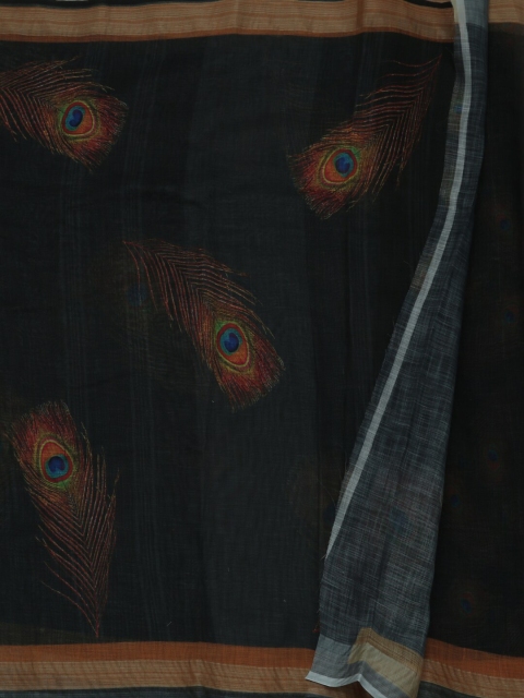 

Pothys Black Woven Design Linen Blend Saree