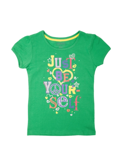 

Cherokee Girls Green Printed Round Neck T-shirt