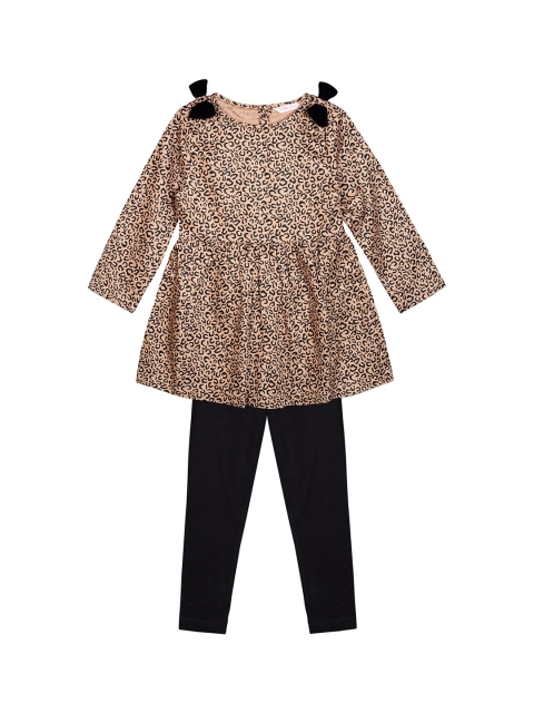 

Budding Bees Girls Brown & Black Leopard Printed Tunic with Leggings