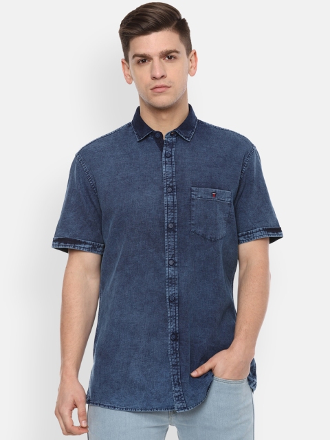

Louis Philippe Jeans Men Navy Blue Slim Fit Faded Casual Shirt