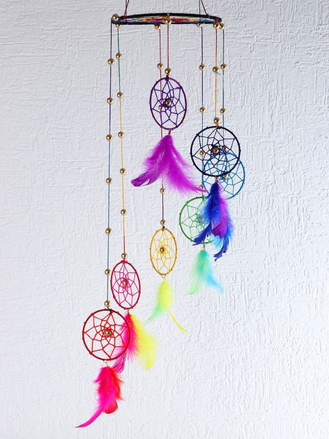 

Rooh Multicoloured Handmade Rainbow Spiral Dream Catcher, Multi