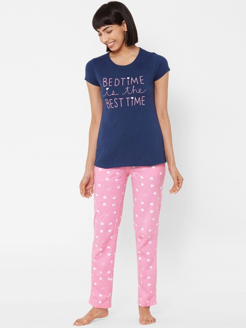 

Sweet Dreams Women Blue & Pink Printed Night suit