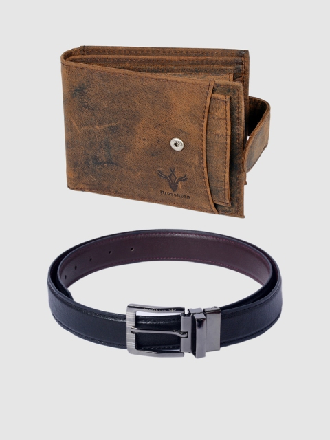 

Krosshorn Men Tan & Black Leather Accessory Gift Set