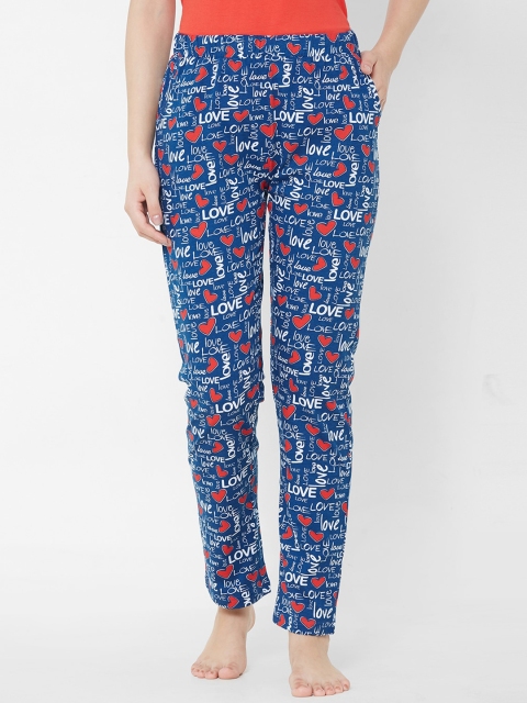 

Sweet Dreams Women Navy Blue & Red Printed Lounge Pants