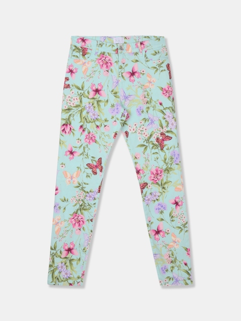 

The Childrens Place Girls Blue Floral Printed Jeggings