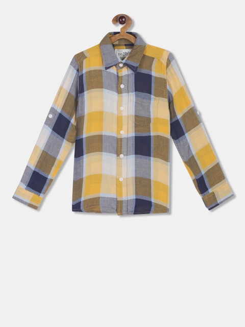 

The Childrens Place Boys Yellow & Blue Regular Fit Checked Casual Shirt