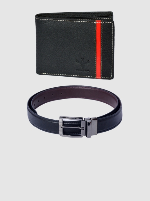 

Krosshorn Men Black Leather Wallet & Belt Accessory Gift Set