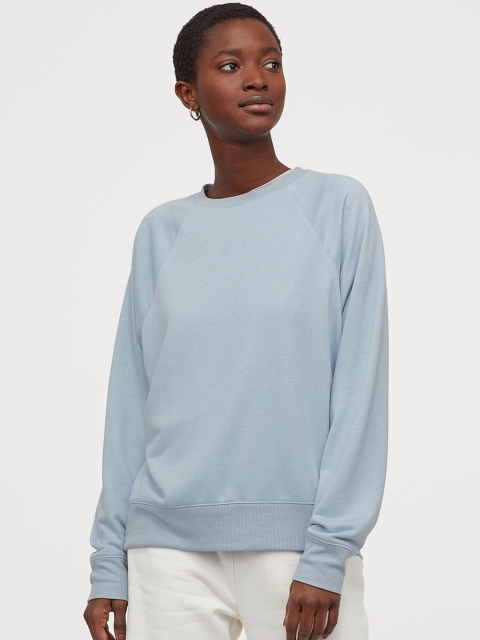 

H&M Women Blue Solid Sweatshirt
