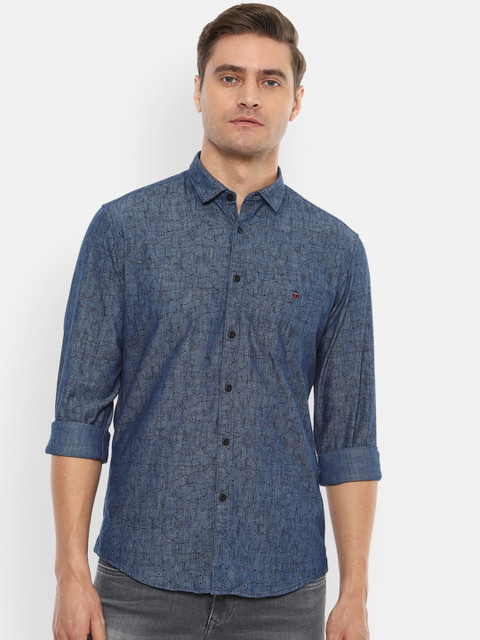 

Louis Philippe Jeans Men Navy Blue Slim Fit Printed Casual Shirt