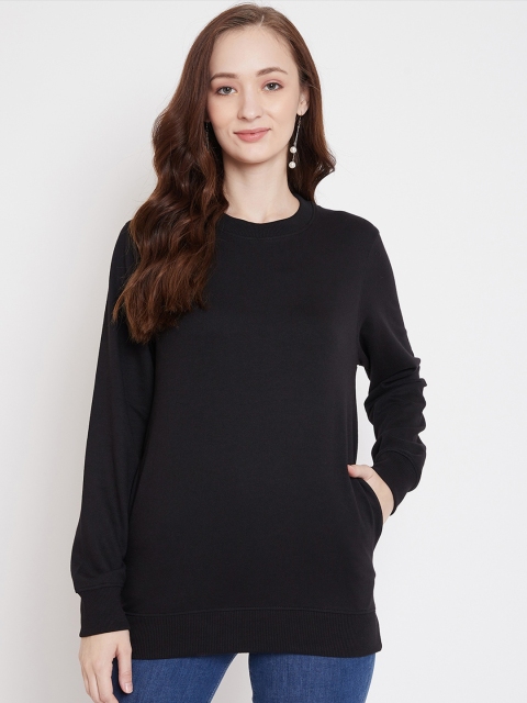 

wesquare Women Black Solid Sweatshirt