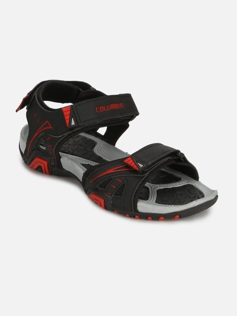

Columbus Men Black & Red Solid Sports Sandal