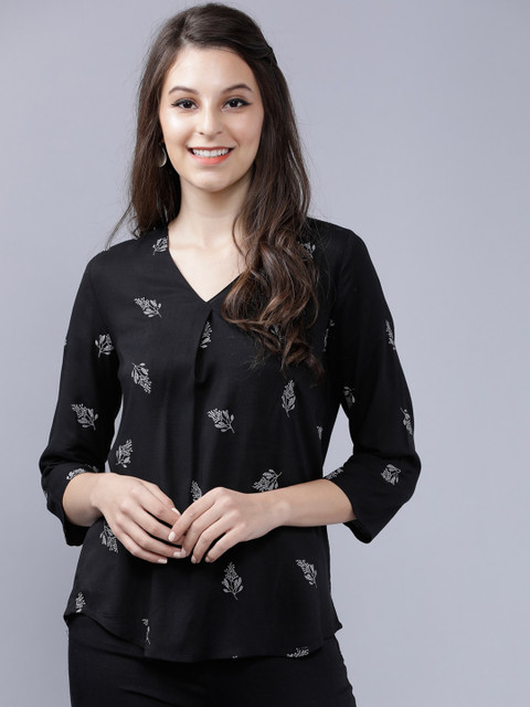 

Tokyo Talkies Women Black Printed Top