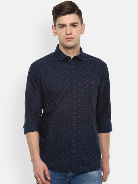 

Louis Philippe Jeans Men Navy Blue Slim Fit Printed Casual Shirt