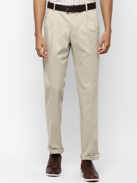 

Allen Solly Men Cream-Coloured Regular Fit Solid Formal Trousers