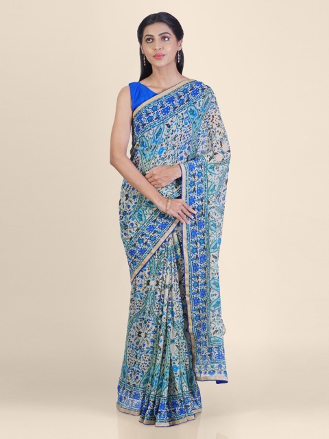 

Hastakala Blue Printed Poly Georgette Saree