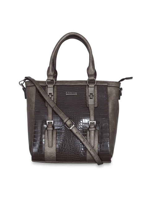 

ESBEDA Coffee Brown Croco-Skin Textured Handheld Bag