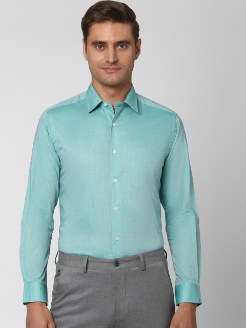 

Peter England Elite Men Sea Green Regular Fit Self Design Formal Shirt