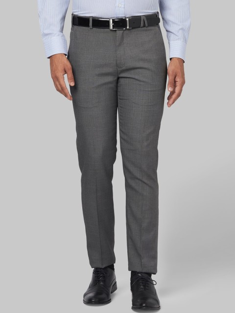 

Park Avenue Men Grey Slim Fit Checked Formal Trousers