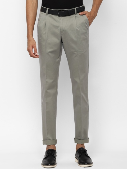 

Allen Solly Men Grey Solid Regular Trousers