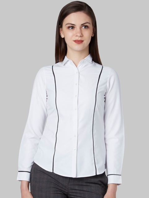 

Park Avenue Woman Women White Regular Fit Striped Casual Shirt